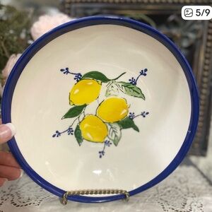 Papart white ceramic serving pasta bowl lemons hand painted custom list 2 bowls